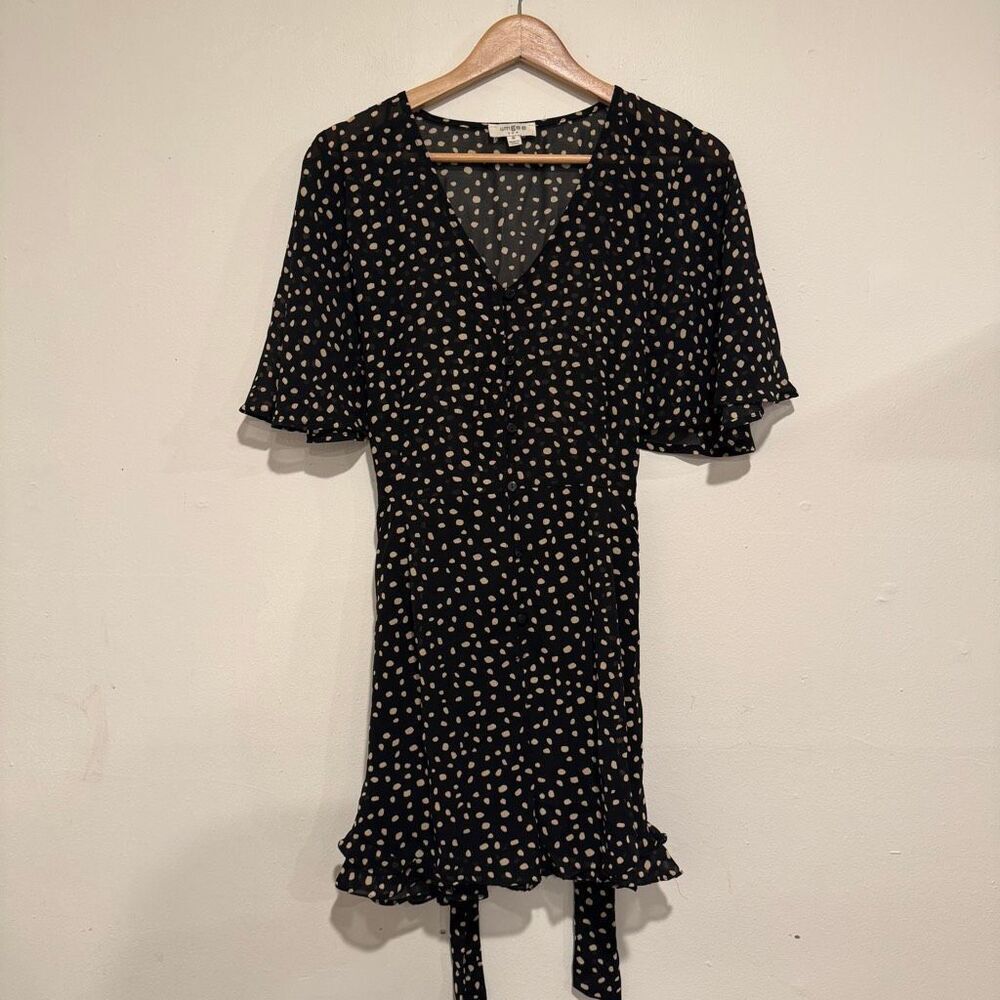 Umgee Womens Polka Dot Ruffle Roper Black Size Medium